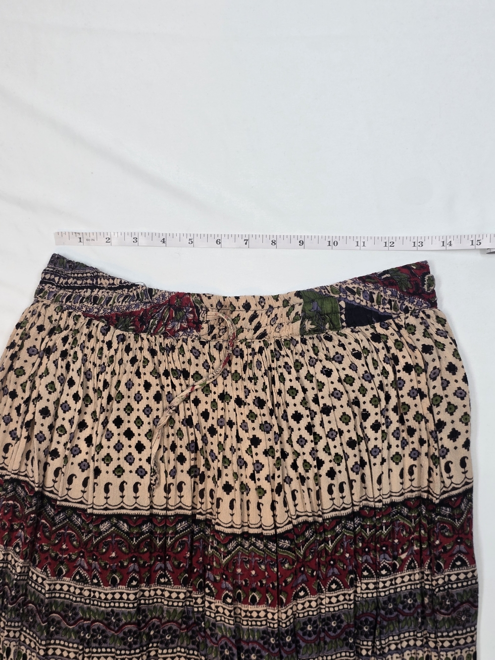 Belma Rayon Boho Tiered Maxi Skirt Paisley Floral Flowy One Size - Picture 4 of 7